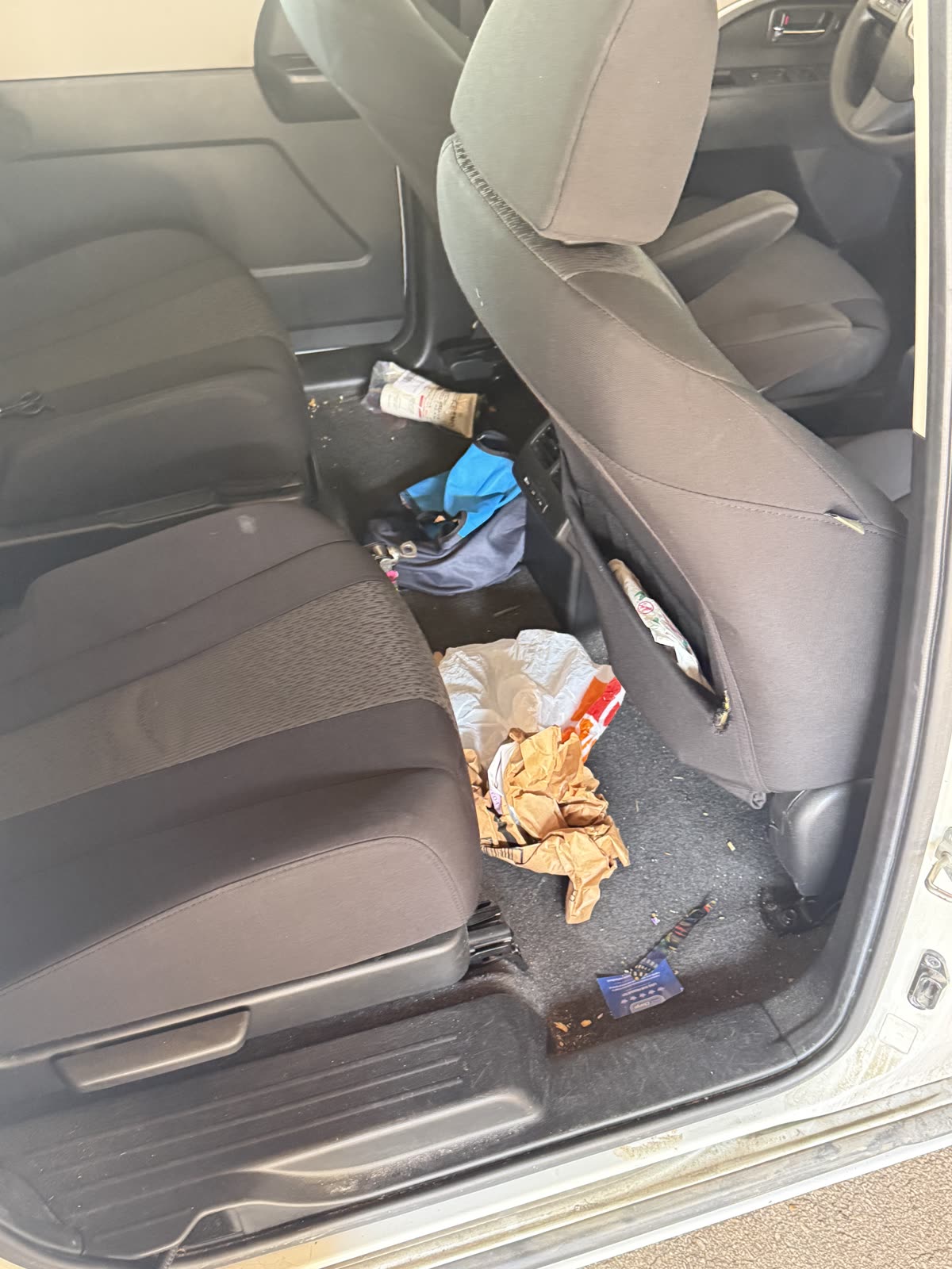 Dirty cargo area before